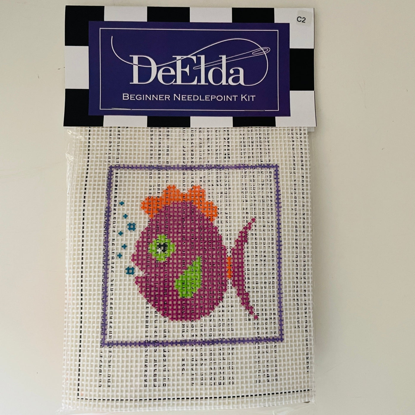 DeElda Fish Kit (includes fiber) needlepoint canvas - Bargello Needlepoint