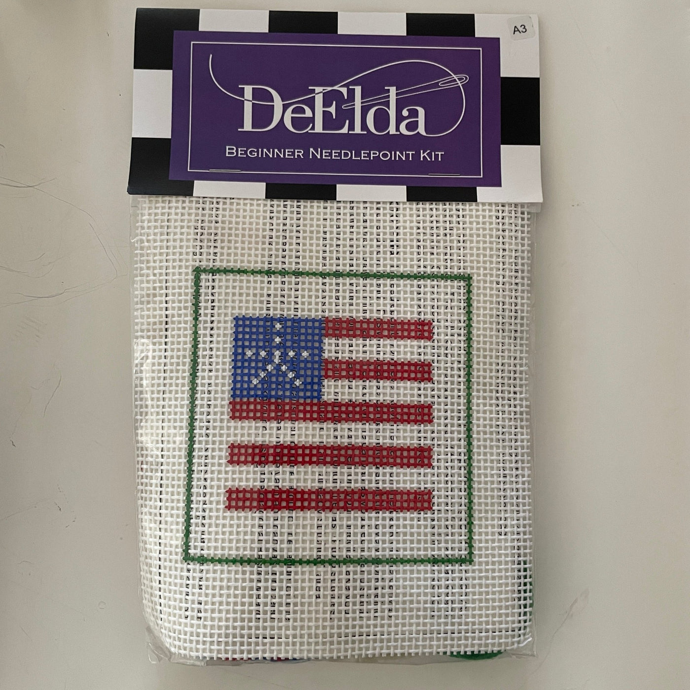 DeElda Flag Kit (includes fiber) needlepoint canvas - Bargello Needlepoint