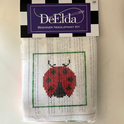 DeElda Lady Bug Kit (includes fiber) needlepoint canvas - Bargello Needlepoint