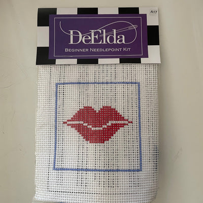 DeElda Lips Kit (includes fiber) needlepoint canvas - Bargello Needlepoint