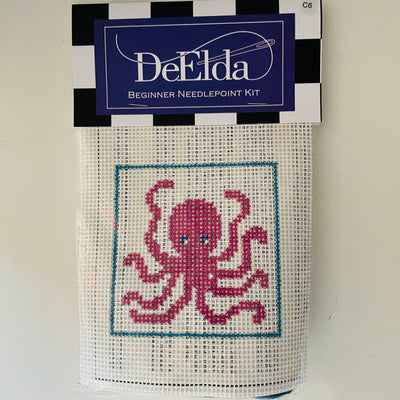 DeElda Octopus Kit (includes fiber) needlepoint canvas - Bargello Needlepoint