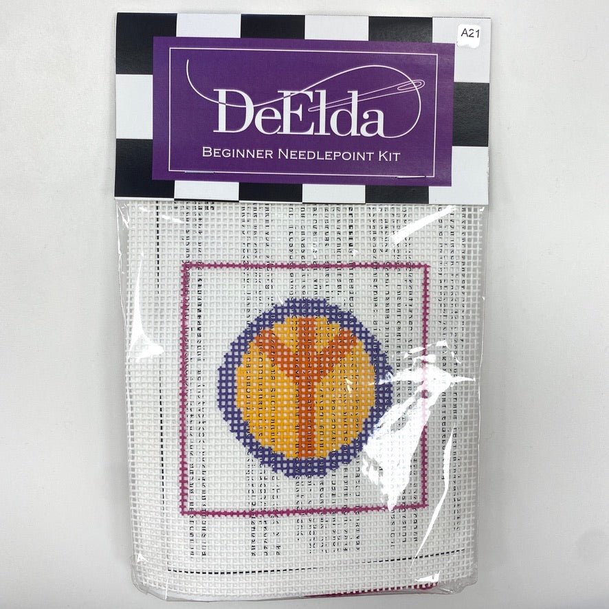 DeElda Peace Sign Kit (includes fiber) needlepoint canvas - Bargello Needlepoint