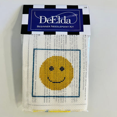 DeElda Smiley Face Kit (includes fiber) needlepoint canvas - Bargello Needlepoint