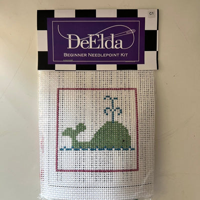 DeElda Whale Kit (inlcudes fiber) needlepoint canvas - Bargello Needlepoint