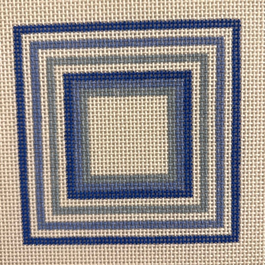 Delft Striped Square Insert/Coaster needlepoint canvas - Bargello Needlepoint