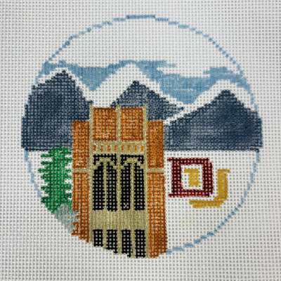 Denver University Round Ornament needlepoint canvas - Bargello Needlepoint