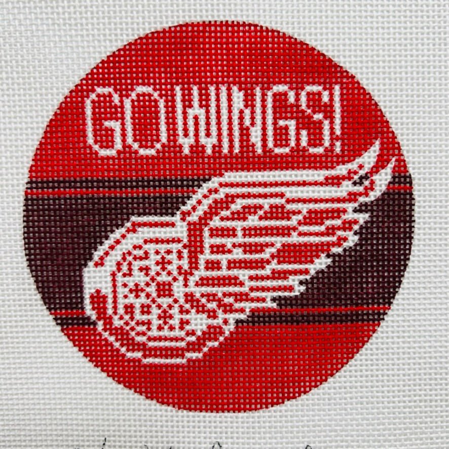 Detroit Red Wings Round needlepoint canvas - Bargello Needlepoint