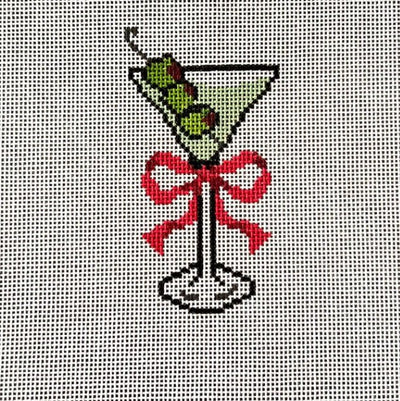 Dirty Martini with Pink Bow needlepoint canvas - Bargello Needlepoint