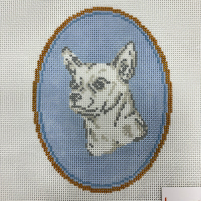 Dog Cameos - Multiple breeds available needlepoint canvas - Bargello Needlepoint