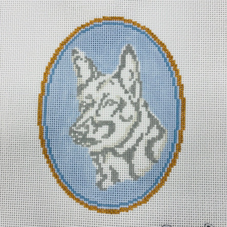 Dog Cameos - Multiple breeds available needlepoint canvas - Bargello Needlepoint