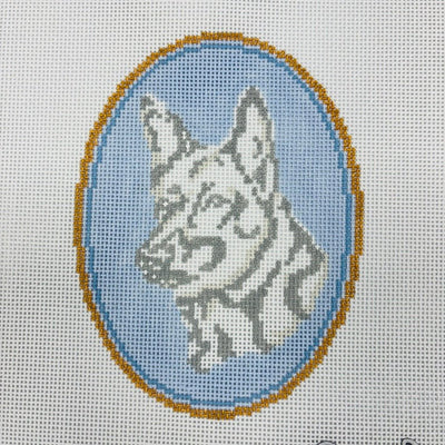 Dog Cameos - Multiple breeds available needlepoint canvas - Bargello Needlepoint