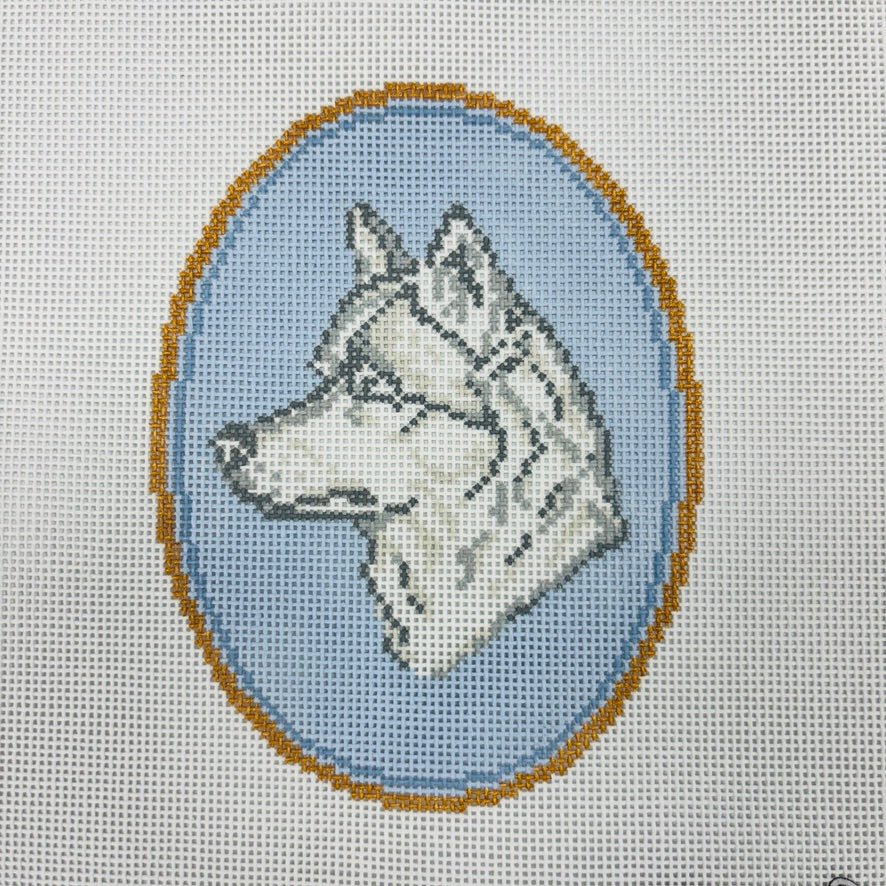 Dog Cameos - Multiple breeds available needlepoint canvas - Bargello Needlepoint