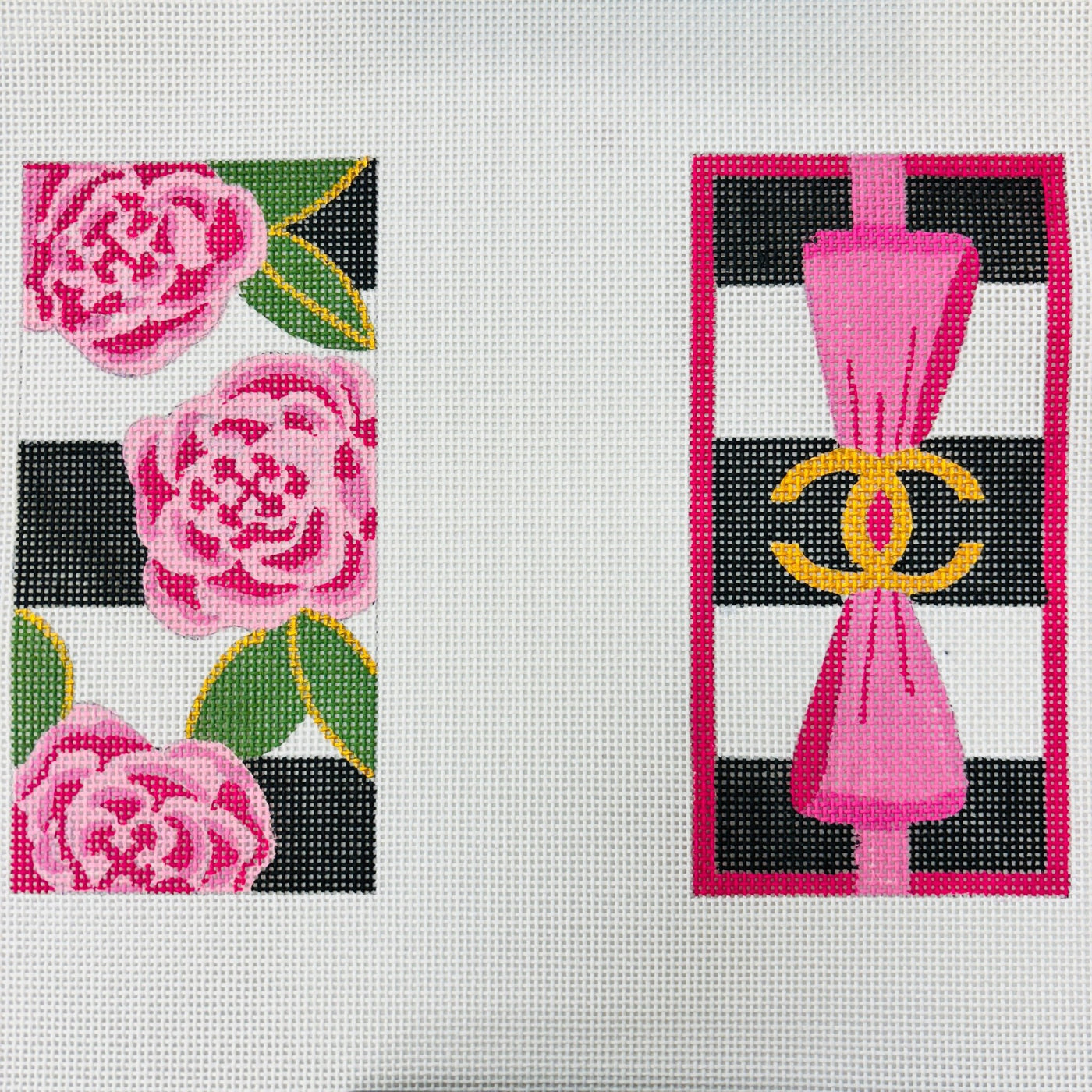 Double C Rose Eyeglass needlepoint canvas - Bargello Needlepoint