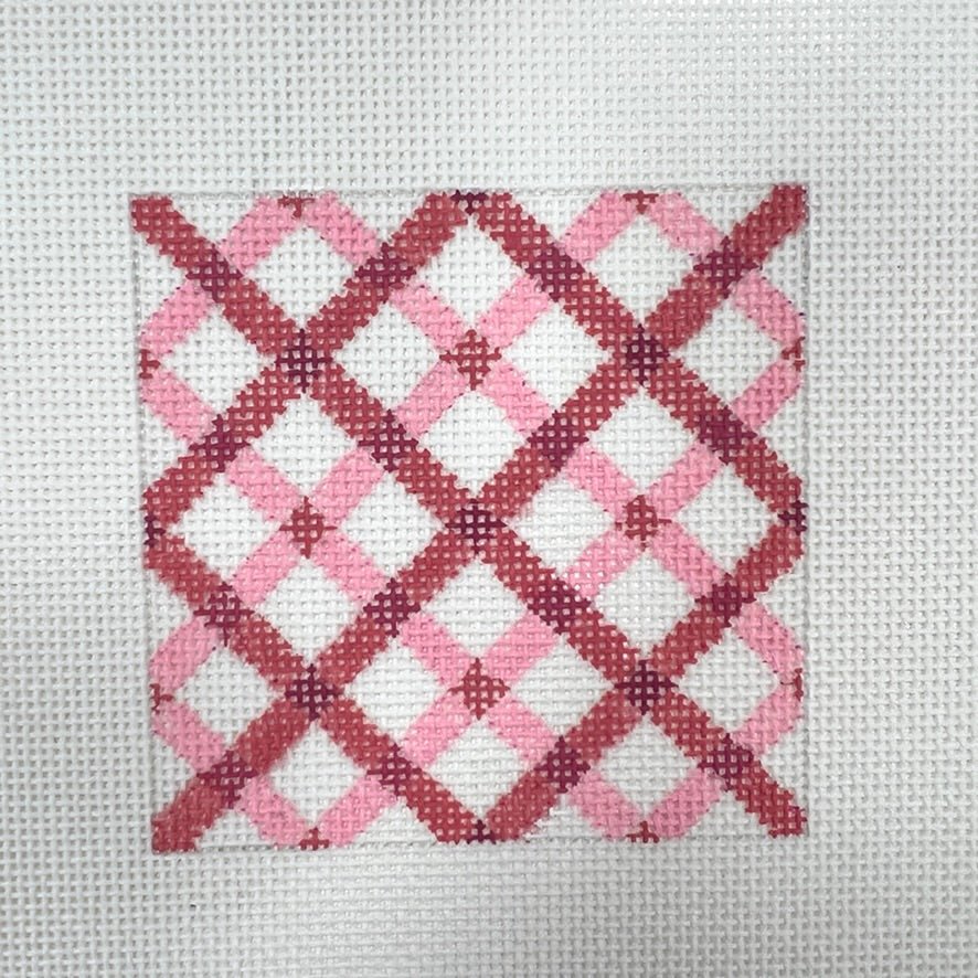 Double Cris Cross Pinks needlepoint canvas - Bargello Needlepoint