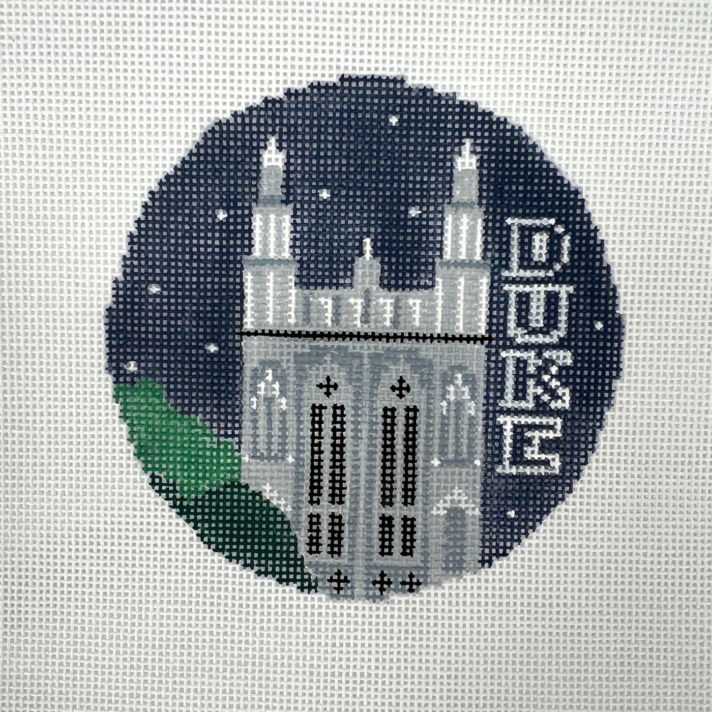 Duke University Round Ornament needlepoint canvas - Bargello Needlepoint