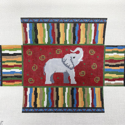 Elephant Brick Cover with Stripes needlepoint canvas - Bargello Needlepoint