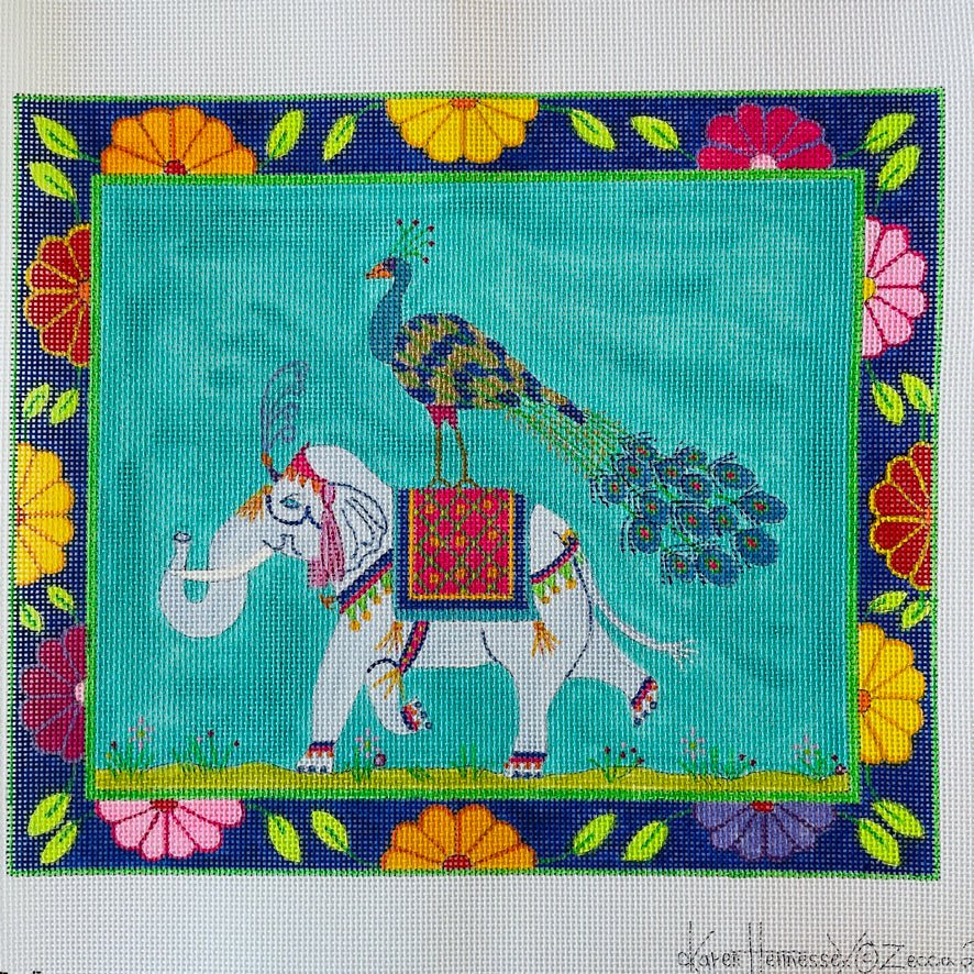 Elephant Rides II 13 or 18 needlepoint canvas - Bargello Needlepoint