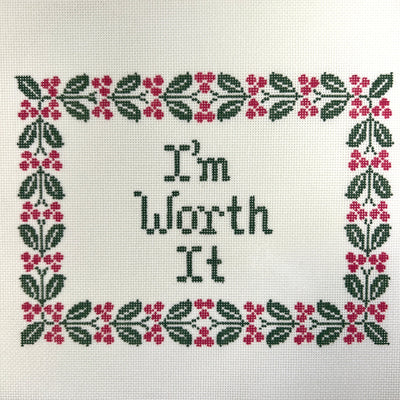 Eleven Gables: I'm Worth It needlepoint canvas - Bargello Needlepoint