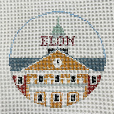 Elon University Round Ornament needlepoint canvas - Bargello Needlepoint