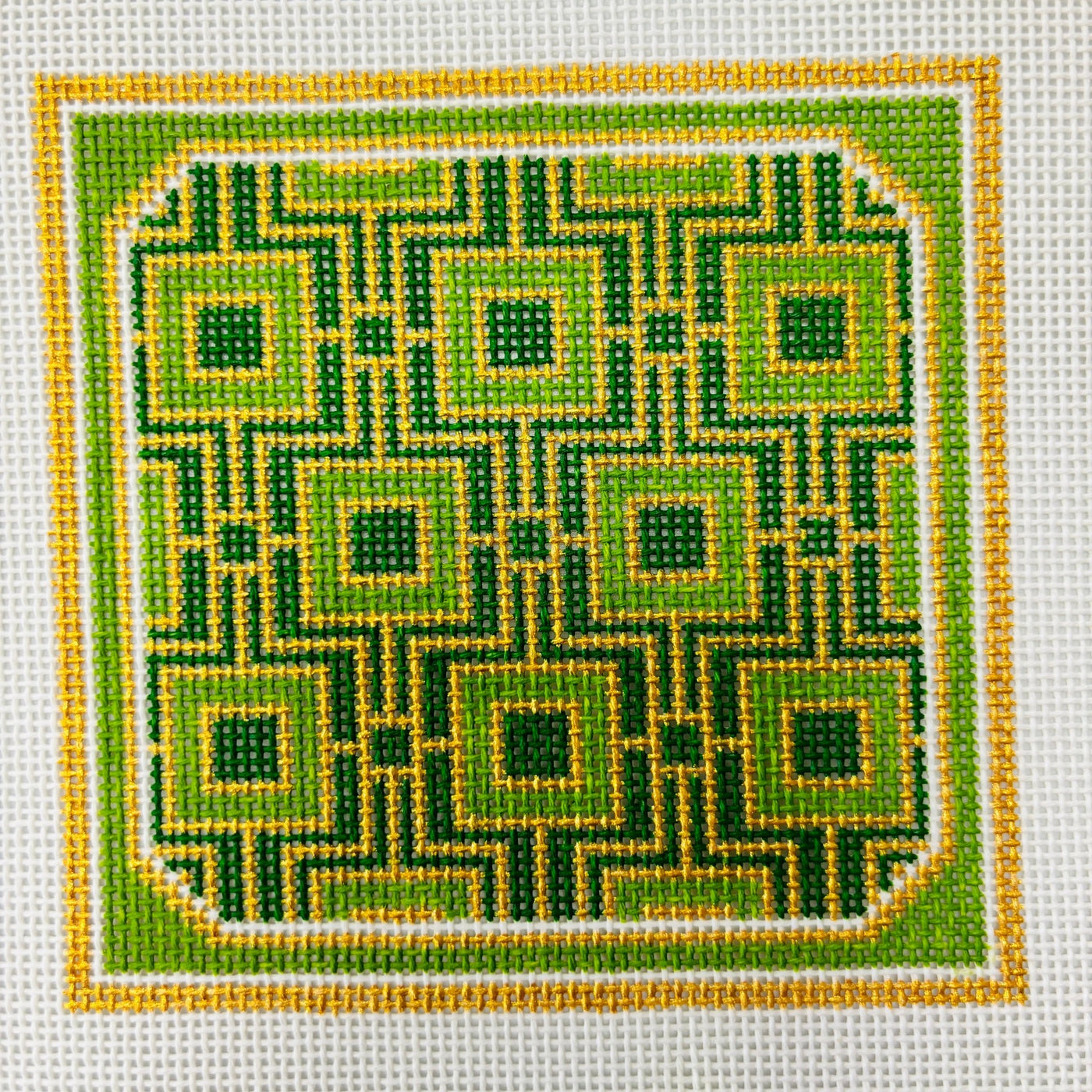 Emerald Square Coaster needlepoint canvas - Bargello Needlepoint