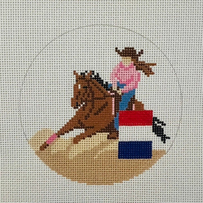 Equestrian Barrel Racing Insert/Ornament needlepoint canvas - Bargello Needlepoint