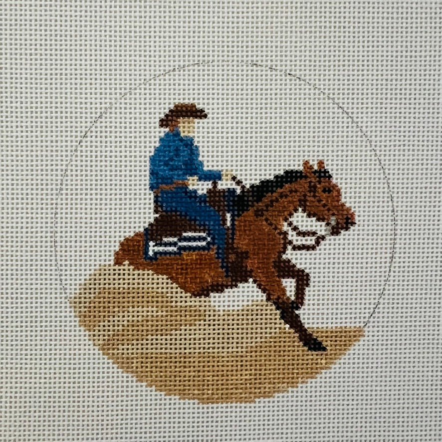 Equestrian Reining Insert/Ornament needlepoint canvas - Bargello Needlepoint