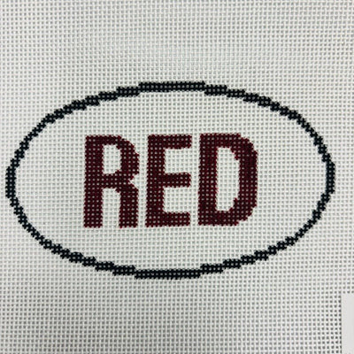 Eras RED Travel Oval needlepoint canvas - Bargello Needlepoint