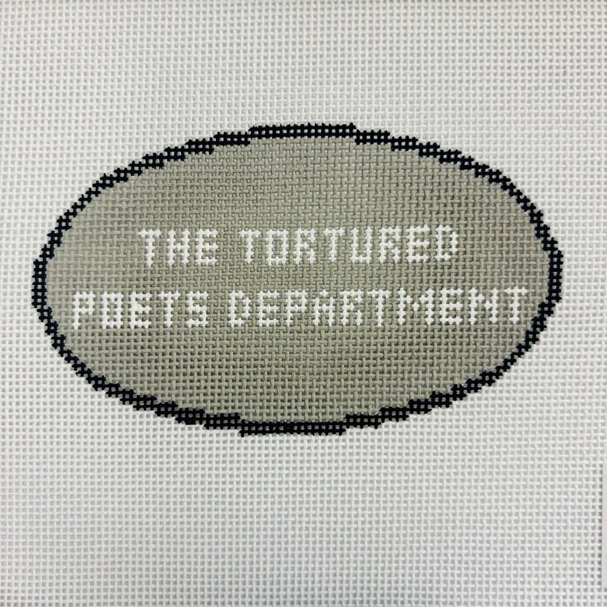 Eras Tortured Poets Dept (TPD) Travel Oval needlepoint canvas - Bargello Needlepoint