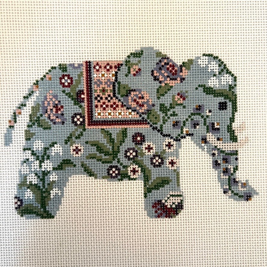 Evie the Elephant needlepoint canvas - Bargello Needlepoint