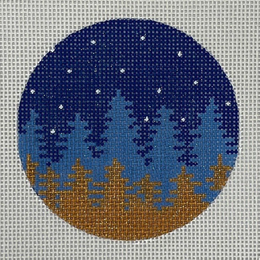 Faded Night Trees Ornament needlepoint canvas - Bargello Needlepoint