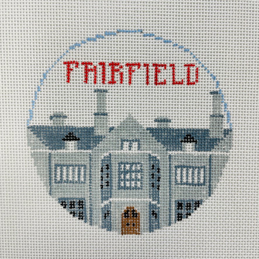 Fairfield University Round Ornament needlepoint canvas - Bargello Needlepoint