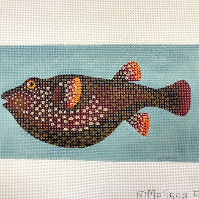 Fancy Brown Fish needlepoint canvas - Bargello Needlepoint