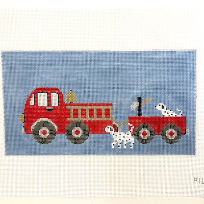 Fire Truck on Blue needlepoint canvas - Bargello Needlepoint