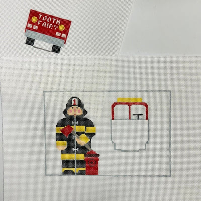 Fireman Tooth Fairy Pillow with Pocket needlepoint canvas - Bargello Needlepoint