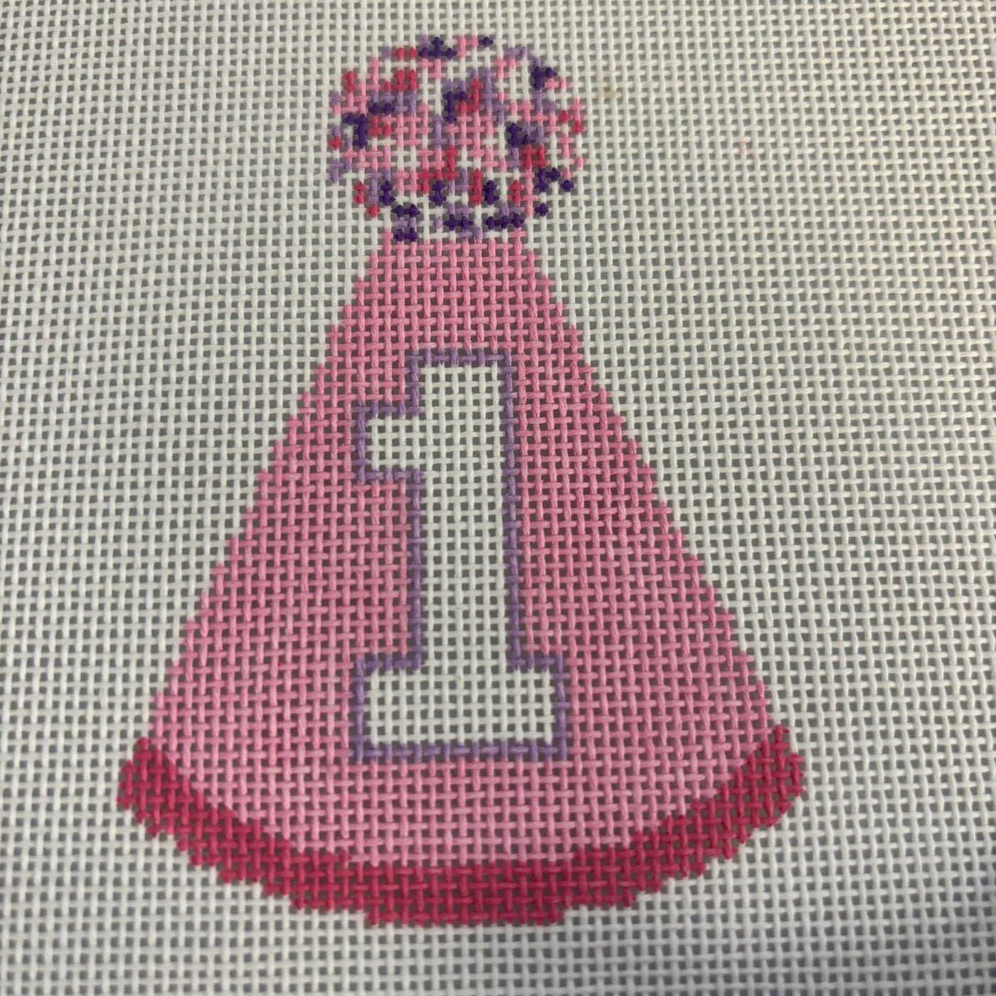 First Birthday Pink Hat needlepoint canvas - Bargello Needlepoint