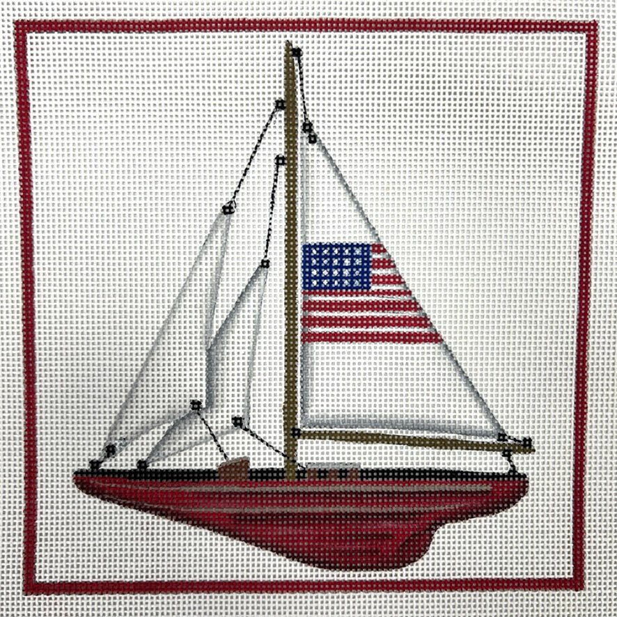 Flag Sailboat needlepoint canvas - Bargello Needlepoint