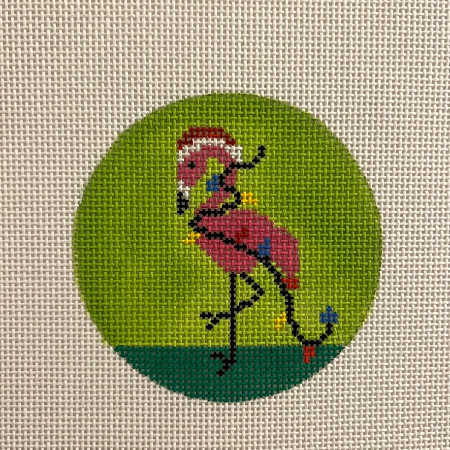 Flamingo Fun Ornament needlepoint canvas - Bargello Needlepoint