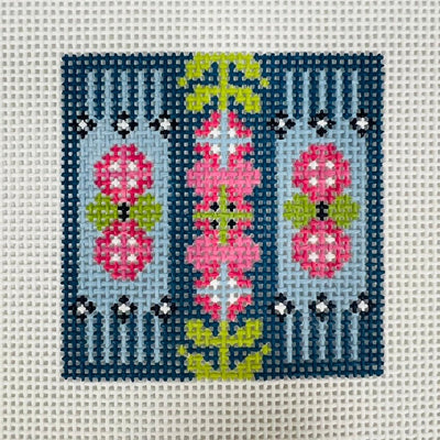 Floral Fringe Mini Blue Insert needlepoint canvas - Bargello Needlepoint