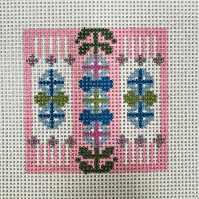 Floral Fringe Mini Pink Insert needlepoint canvas - Bargello Needlepoint