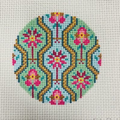 Floral Line Round Insert needlepoint canvas - Bargello Needlepoint