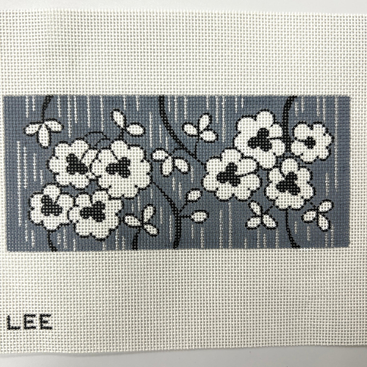 Floral on Gray needlepoint canvas - Bargello Needlepoint