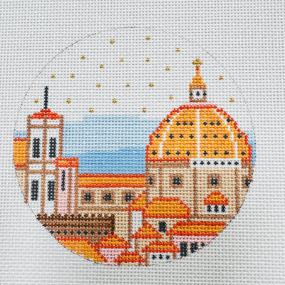 Florence Round Ornament needlepoint canvas - Bargello Needlepoint