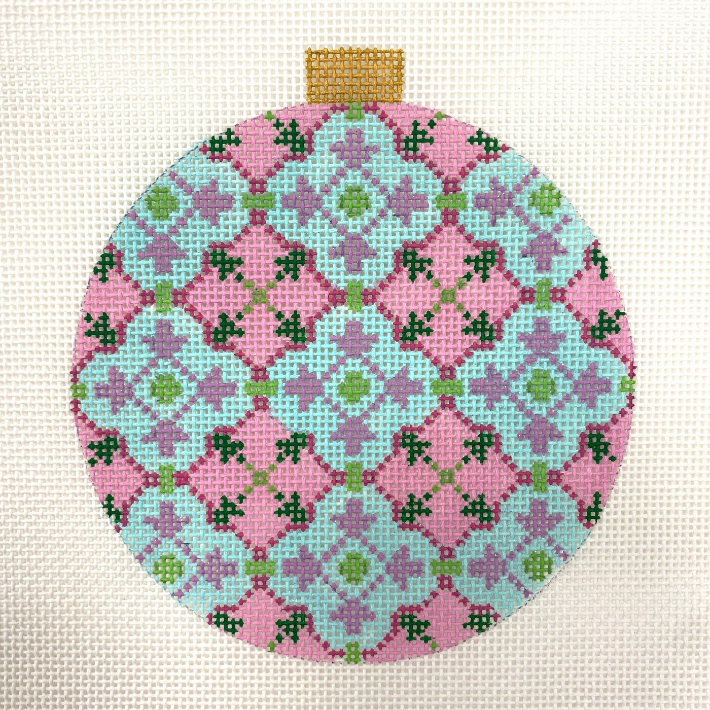 Florentine Pink and Turquoise Ornament needlepoint canvas - Bargello Needlepoint