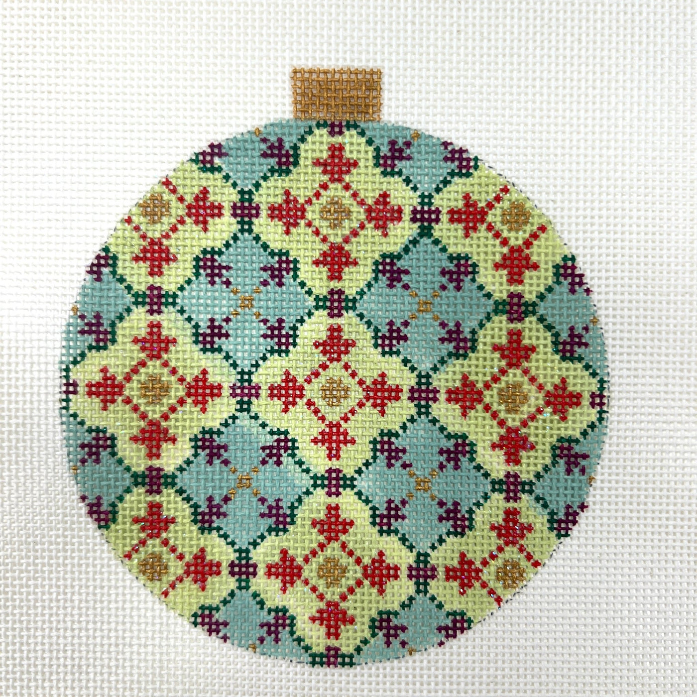 Florentine Pink & Turquoise Ornament needlepoint canvas - Bargello Needlepoint