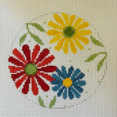 Flower Burst Round needlepoint canvas - Bargello Needlepoint