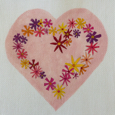 Flower Heart needlepoint canvas - Bargello Needlepoint