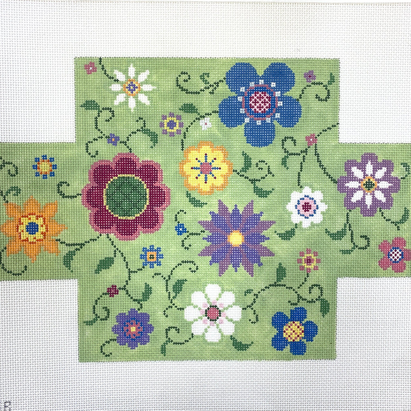 Flower Pops Brick Cover needlepoint canvas - Bargello Needlepoint