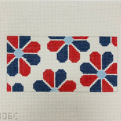 Flower Power (red blue light blue) Insert needlepoint canvas - Bargello Needlepoint