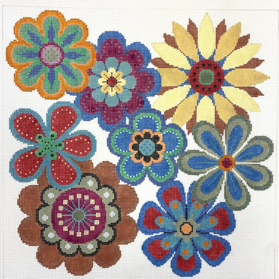 Flowers Pop needlepoint canvas - Bargello Needlepoint