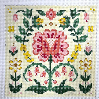 Folk Rose needlepoint canvas - Bargello Needlepoint